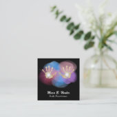*~* Gold Foil Reiki Healing Hands Radiating Energy Vierkante Visitekaartje (Staand voorkant)