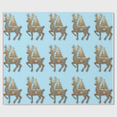 Gold Foil Reindeer with a Christmas Tree  Cadeaupapier (Vlak)