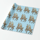 Gold Foil Reindeer with a Christmas Tree  Cadeaupapier (Uitgerold)