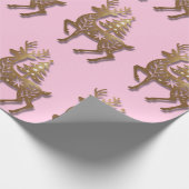 Gold Foil Reindeer with a Christmas Tree  Cadeaupapier (Hoek)