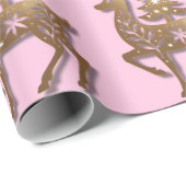 Gold Foil Reindeer with a Christmas Tree  Cadeaupapier (Rol Hoek)