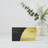 Gold Foil Retro Crown logo Financial Services Visitekaartje (Staand voorkant)