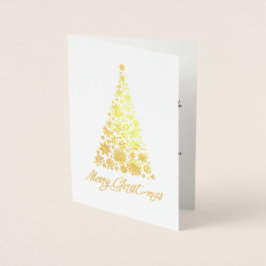 Gold Foil Retro Kerstboom Wenskaart Folie Kaarten