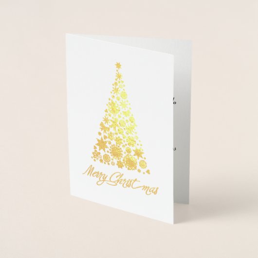 Gold Foil Retro Kerstboom Wenskaart Folie Kaarten (Voorkant)