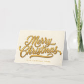 Gold Foil Retro Script Merry Christmas Feestdagen Kaart (Voorkant)