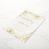 Gold Foil Roos 21ste verjaardag Folie Uitnodiging (Gedraaid)
