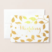 Gold Foil Roos Leaf Typography Wedding Invitation Folie Kaarten (Voorkant met envelop)