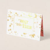 Gold Foil Roos Typografie Wedding Invitations Folie Kaarten (Voorkant)