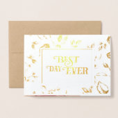 Gold Foil Roos Typografie Wedding Invitations Folie Kaarten (Voorkant met envelop)