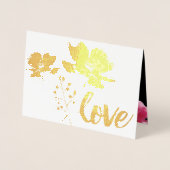 Gold Foil Roos Typografie Wedding Invitations Folie Kaarten (Voorkant)