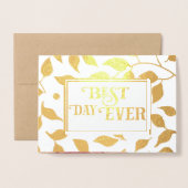 Gold Foil Roos Typografie Wedding Invitations Folie Kaarten (Voorkant met envelop)