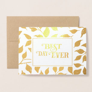 Gold Foil Roos Typografie Wedding Invitations Folie Kaarten