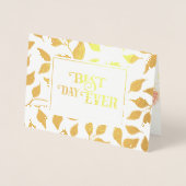 Gold Foil Roos Typografie Wedding Invitations Folie Kaarten (Voorkant)