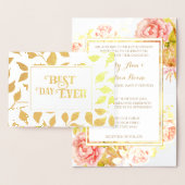 Gold Foil Roos Typografie Wedding Invitations Folie Kaarten (Display)