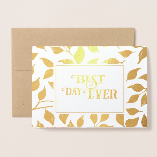 Gold Foil Roos Typografie Wedding Invitations Folie Kaarten (Voorkant met envelop)