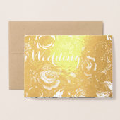 Gold Foil Roos Typografie Wedding Invitations Folie Kaarten (Voorkant met envelop)