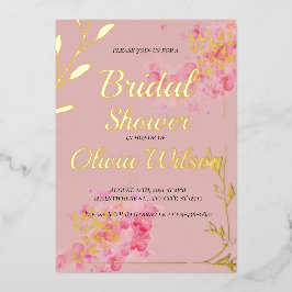 Gold foil roze bruin doucheuitnodiging folie uitnodiging