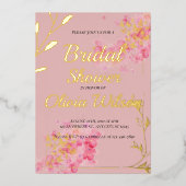 Gold foil roze bruin doucheuitnodiging folie uitnodiging (Voorkant)