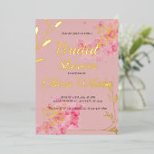 Gold foil roze bruin doucheuitnodiging folie uitnodiging (Staand Voorkant)