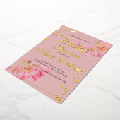 Gold foil roze bruin doucheuitnodiging folie uitnodiging (Gedraaid)