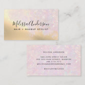 Gold Foil Roze Iridescent Calligrafie Visitekaartje (Voorkant / Achterkant)