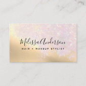 Gold Foil Roze Iridescent Calligrafie Visitekaartje (Voorkant)