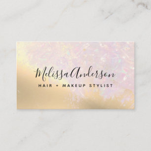 Gold Foil Roze Iridescent Calligrafie Visitekaartje