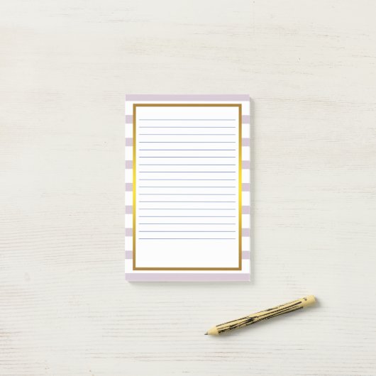 Gold Foil roze Stripe white Lined Business Lines Post-it® Notes (Op bureau)