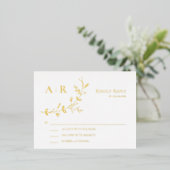 Gold Foil RSVP, Wedding Invitation Response Card Folie Uitnodiging Briefkaart (Staand Voorkant)