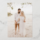 Gold Foil Rustic Calligraphy Photo Wedding Folie Uitnodiging (Achterkant)