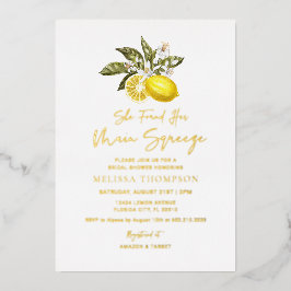 Gold Foil Rustic Citrus Lemon Vrijgezellenfeest Folie Uitnodiging