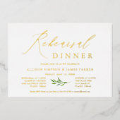 Gold Foil Rustic Rehearsal Dinner Folie Uitnodiging (Voorkant)