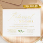 Gold Foil Rustic Rehearsal Dinner Folie Uitnodiging<br><div class="desc">Gold Foil Rustic Rehearsal Dinner Invitations</div>