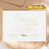 Gold Foil Rustic Rehearsal Dinner Folie Uitnodiging