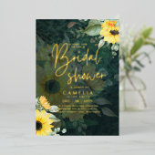 GOLD FOIL Rustige zonnebloemen VRIJGEZELLENFEEST Q Folie Uitnodiging (Staand Voorkant)