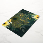 GOLD FOIL Rustige zonnebloemen VRIJGEZELLENFEEST Q Folie Uitnodiging (Gedraaid)