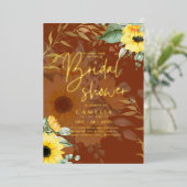 GOLD FOIL Rustige zonnebloemen VRIJGEZELLENFEEST Q Folie Uitnodiging (Staand Voorkant)