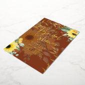 GOLD FOIL Rustige zonnebloemen VRIJGEZELLENFEEST Q Folie Uitnodiging (Gedraaid)