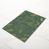 Gold Foil Sage Green Leaves Wedding Dave Date Foli Folie Uitnodiging (Gedraaid)