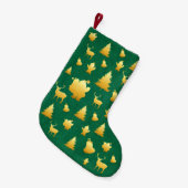 Gold Foil Santa Faux Green Kerstmis Stocking Kleine Kerstsok (Voorkant (Hangend))