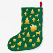 Gold Foil Santa Faux Green Kerstmis Stocking Kleine Kerstsok (Achterkant)