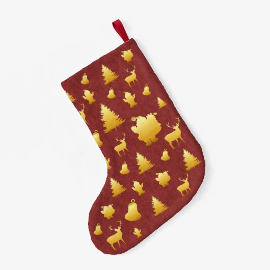 Gold Foil Santa Faux Red Kerstmis stoppen Kleine Kerstsok (Achterkant (Hangend))