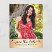 Gold Foil Save Date Afstuderen Photo Script Heest Uitnodiging Briefkaart (Voorkant)