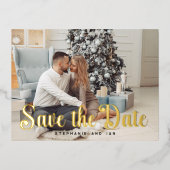 Gold Foil Save The Date Christmas Card Folie Feestdagen Briefkaart (Voorkant)