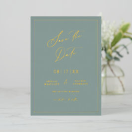 Gold Foil Save the Date Modern Invitation Card Folie Uitnodiging