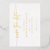 Gold Foil Save the Date Wedding Announding Kaart (Voorkant)