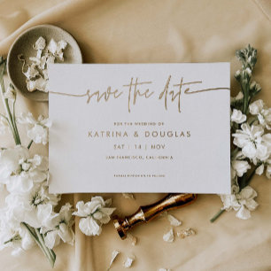 Gold Foil Save the Date Wedding Announding Kaart