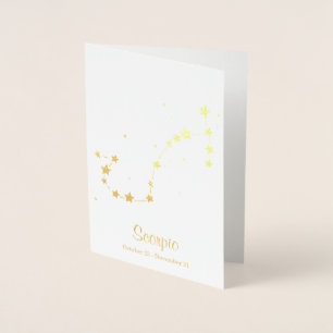 Gold Foil SCORPIO Zodiac Sign Constellation Folie Kaarten