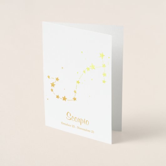 Gold Foil SCORPIO Zodiac Sign Constellation Folie Kaarten (Voorkant)