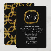 Gold Foil Scribble Circle Chic Wedding Invitations Kaart (Voorkant / Achterkant)